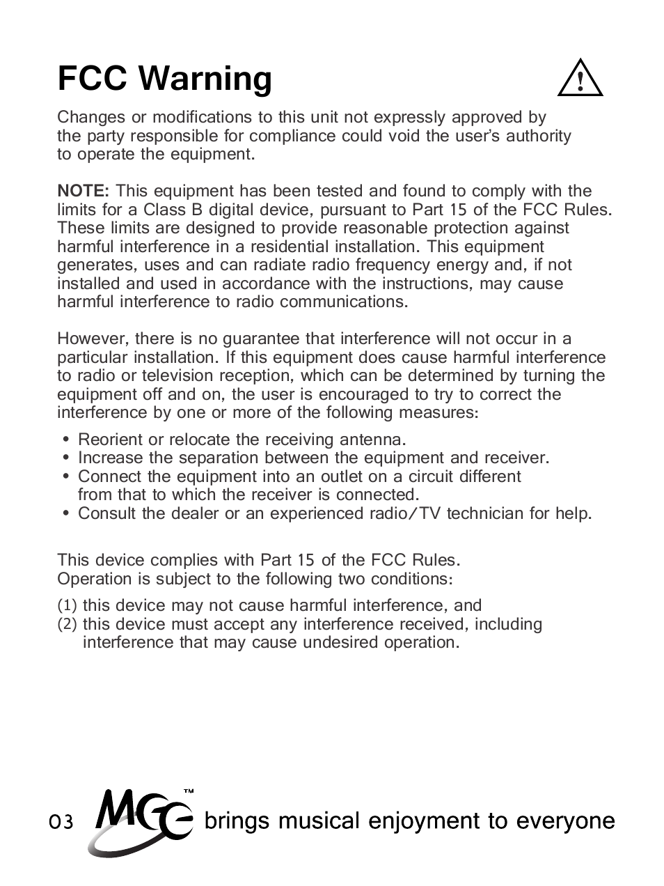 Fcc warning | MEElectronics Air-Fi Venture AF52 User Manual | Page 6 / 27