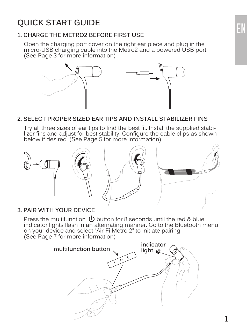 Quick start guide | MEElectronics Air-Fi Metro2 AF72 User Manual | Page 3 / 17