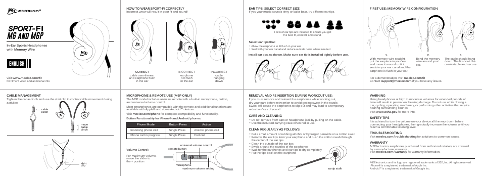 MEElectronics M6 Sports User Manual | 1 page