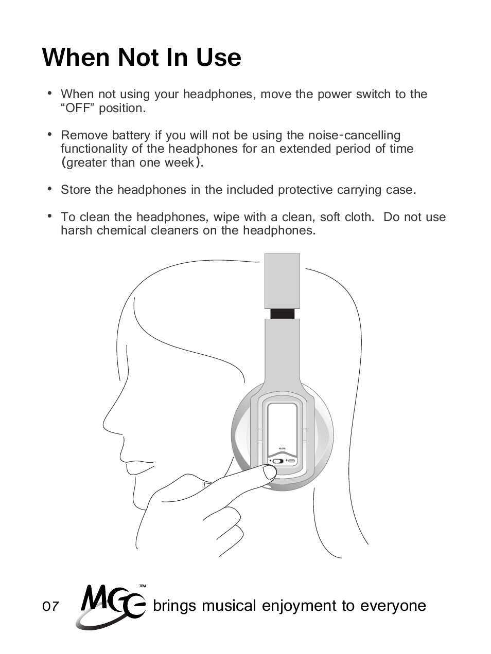 When not in use | MEElectronics NoiseSHIELD NS63 User Manual | Page 10 / 18