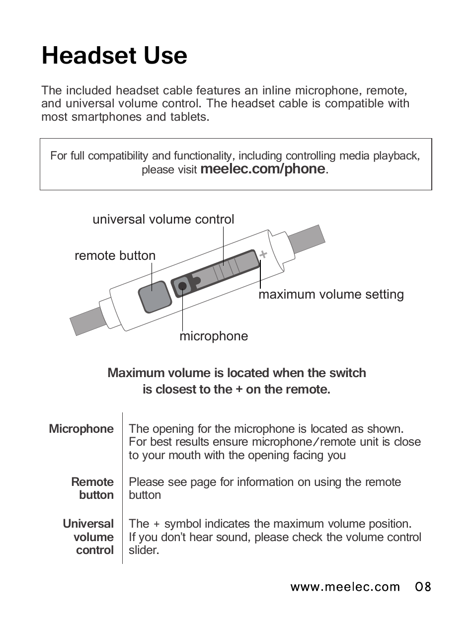 Headset use | MEElectronics NoiseSHIELD NS63 User Manual | Page 11 / 18