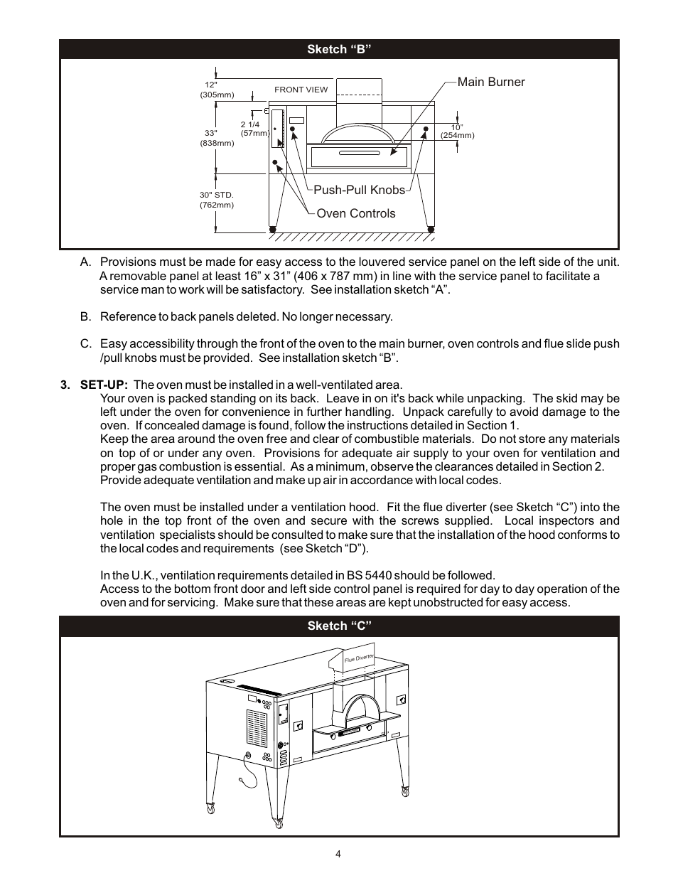 Sketch “b” sketch “c | Bakers Pride FC-616 User Manual | Page 4 / 16