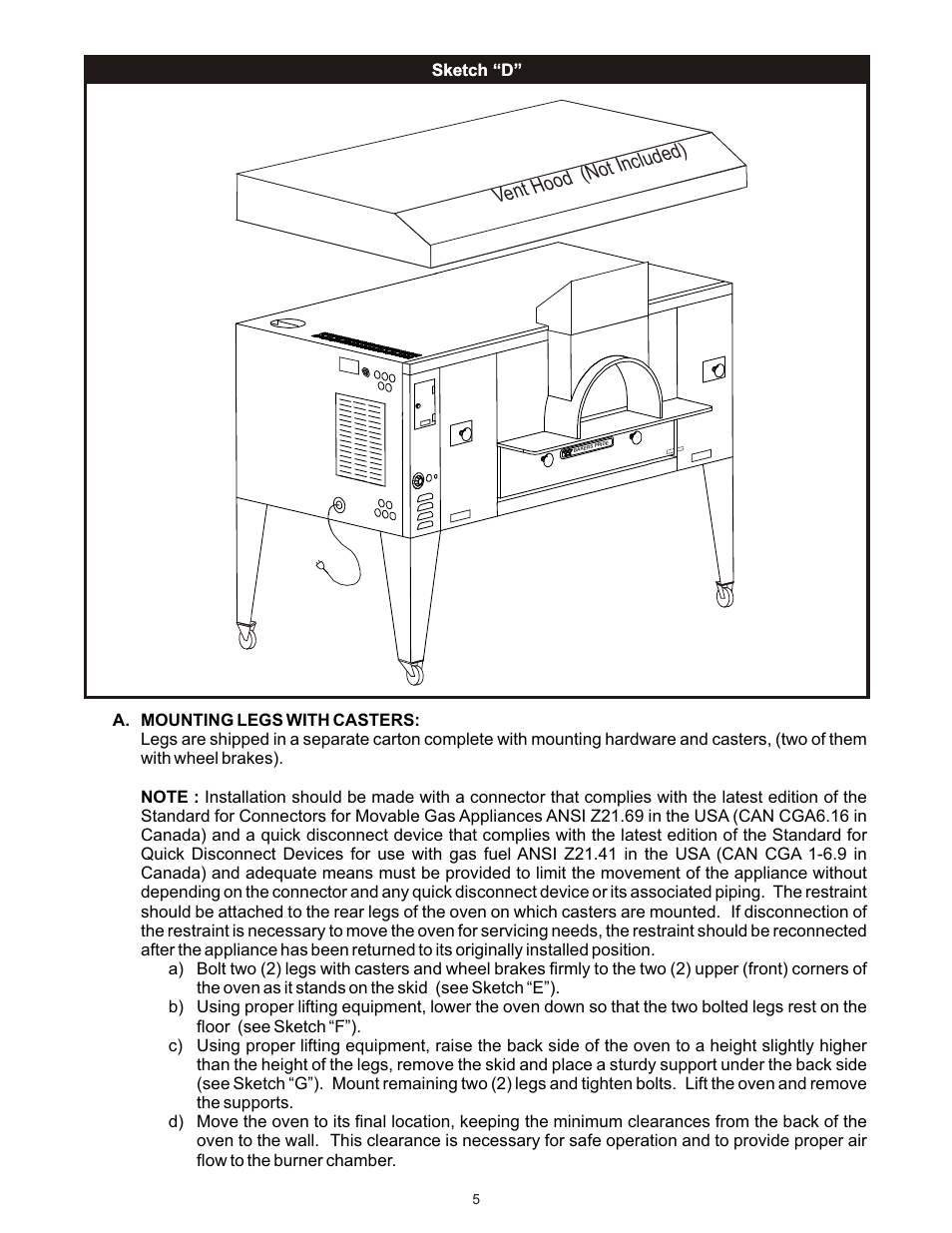 Vd (no i ent h oo t nclu ded) | Bakers Pride FC-616 User Manual | Page 5 / 16