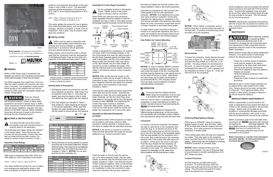 Meltric DXN Series User Manual | 2 pages