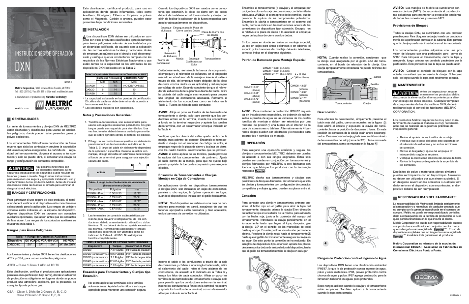 Instrucciones de operación | Meltric DXN Series User Manual | Page 2 / 2