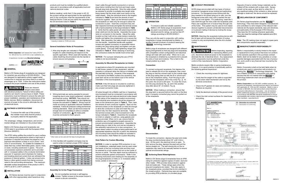 Meltric DX Series User Manual | 2 pages