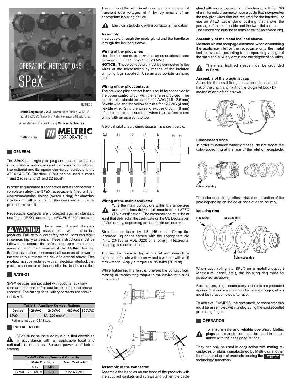 Meltric SPeX User Manual | 2 pages