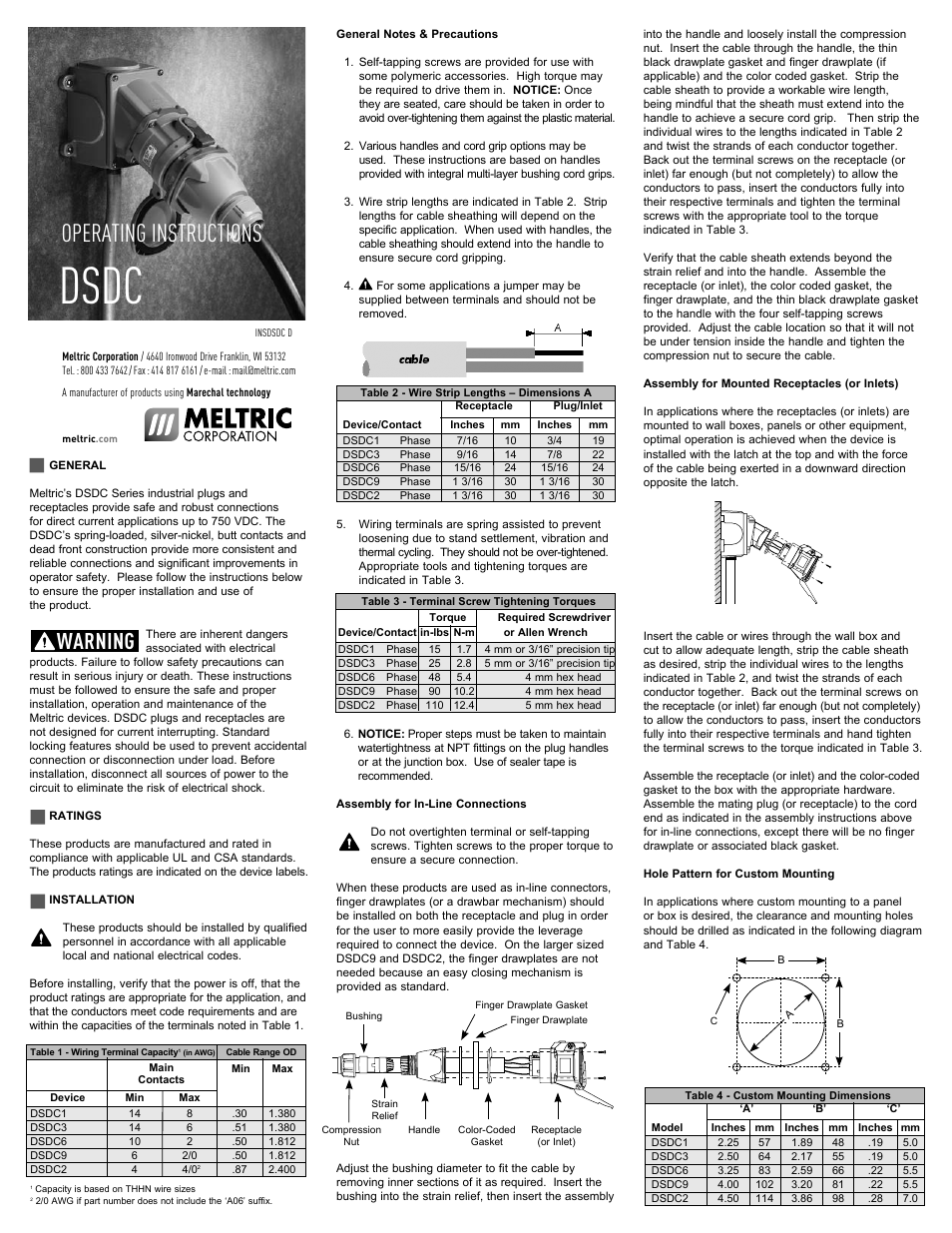 Meltric DSDC User Manual | 2 pages