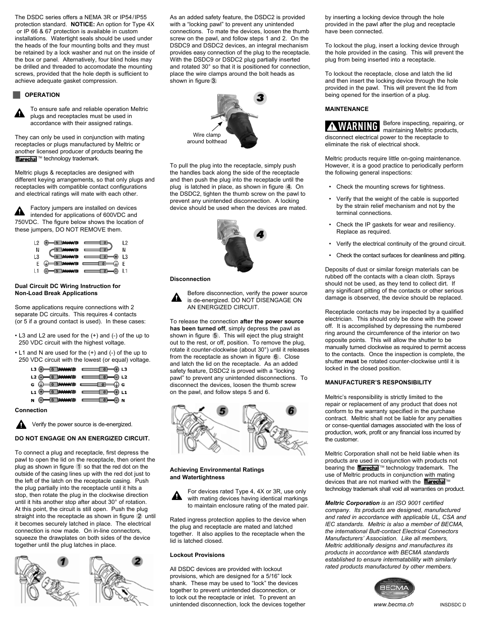 Warning danger caution notice, Danger caution aviso warning danger caution notice, Danger caution aviso | Advertencia | Meltric DSDC User Manual | Page 2 / 2