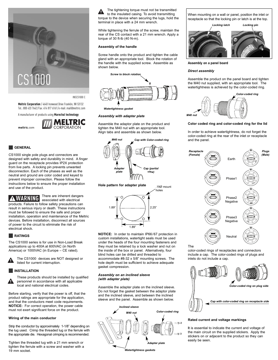 Meltric CS1000 Series User Manual | 2 pages