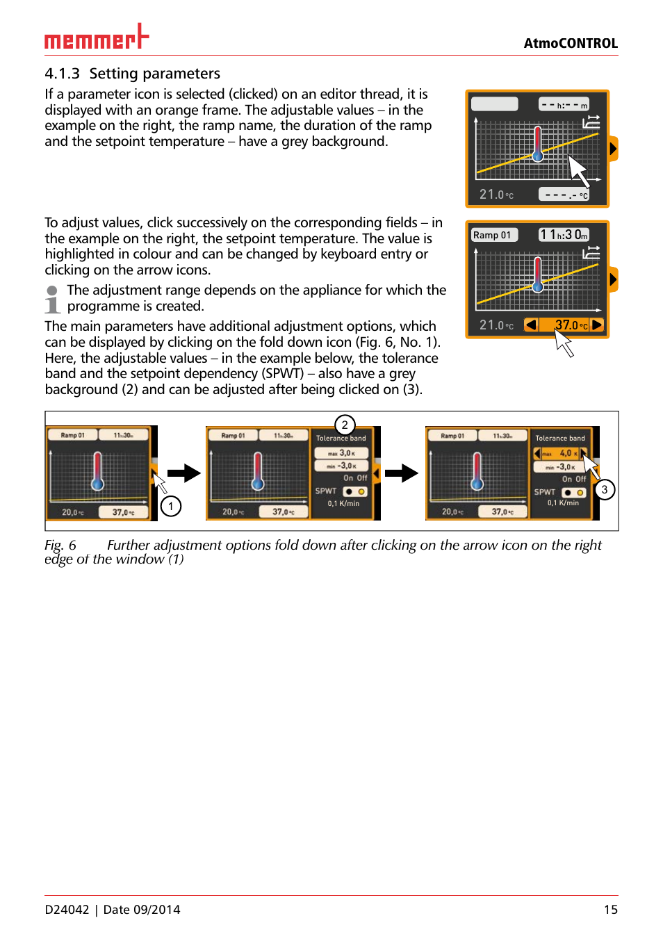3 setting parameters | Memmert AtmoCONTROL User Manual | Page 15 / 36