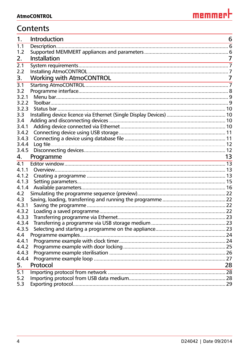 Memmert AtmoCONTROL User Manual | Page 4 / 36