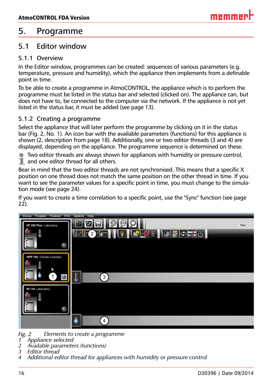 Programme, 1 editor window, 1 overview | 2 creating a programme | Memmert AtmoCONTROL FDA Version 2.X.X User Manual | Page 16 / 40
