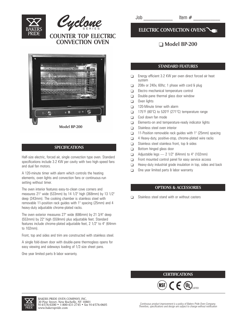 Bakers Pride BP-200 User Manual | 2 pages