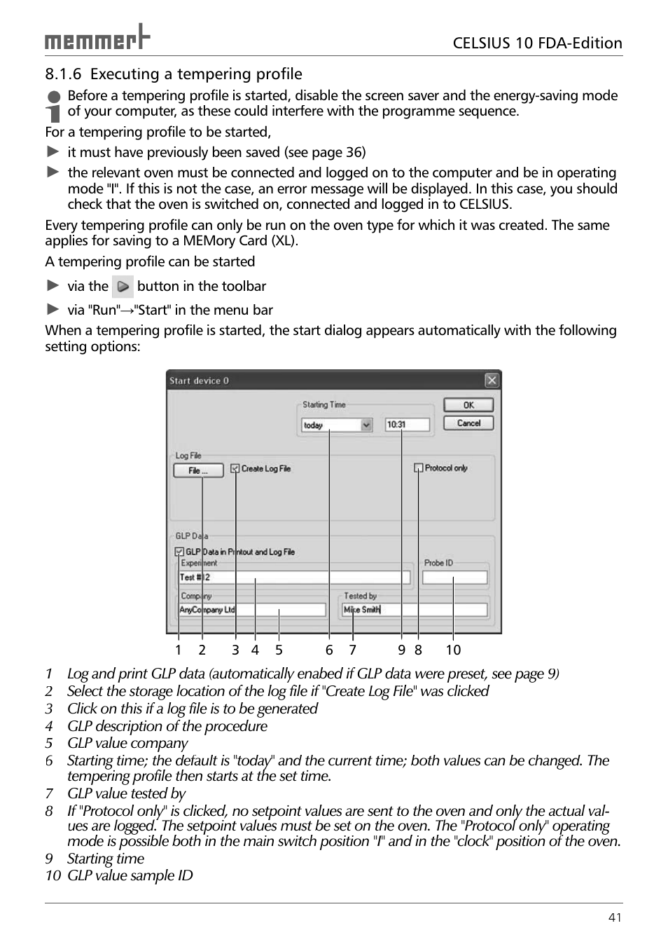 6 executing a tempering profile | Memmert CELSIUS 10 FDA User Manual | Page 41 / 64