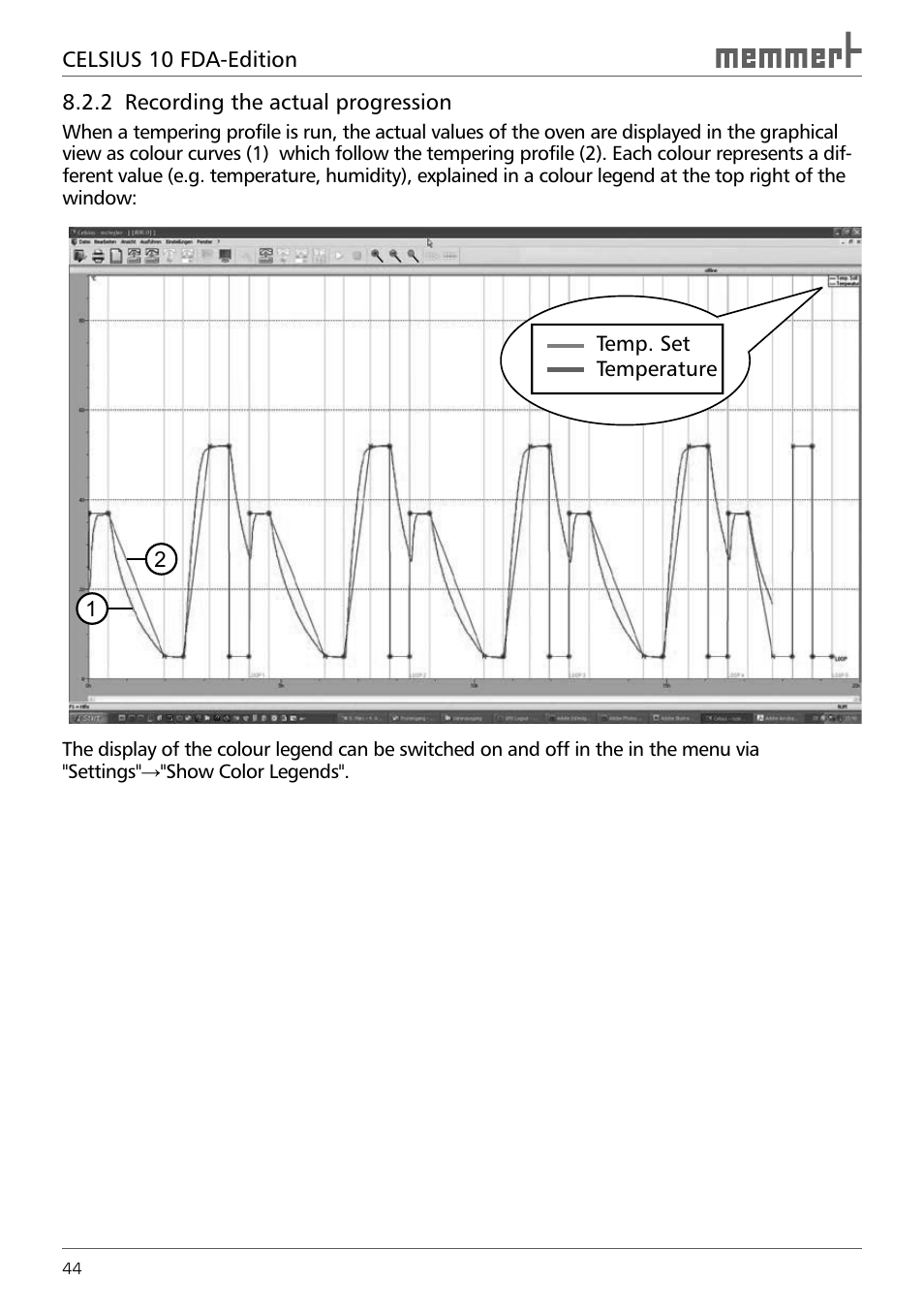 2 recording the actual progression | Memmert CELSIUS 10 FDA User Manual | Page 44 / 64