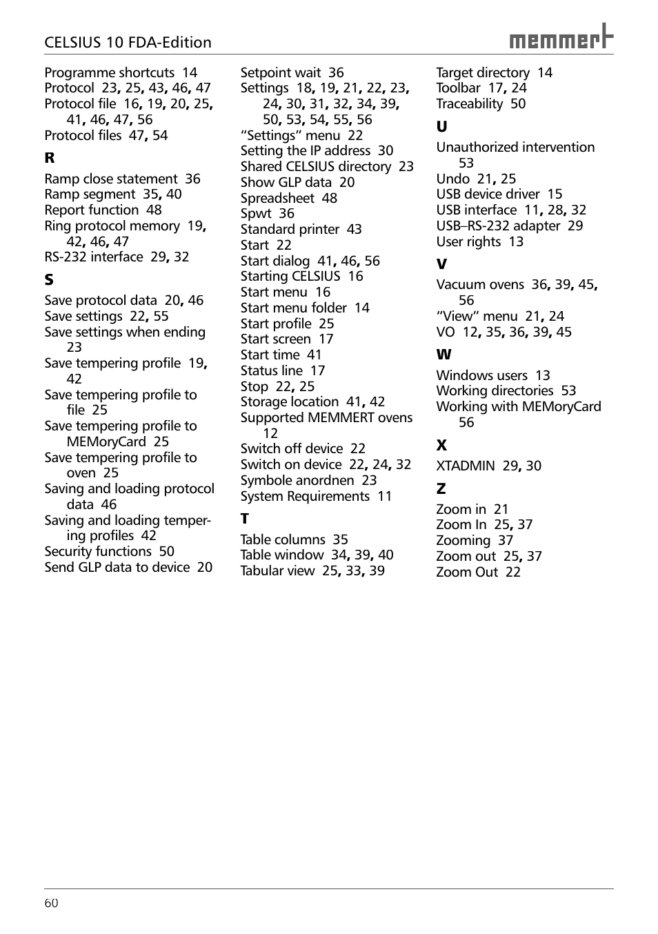 Memmert CELSIUS 10 FDA User Manual | Page 60 / 64