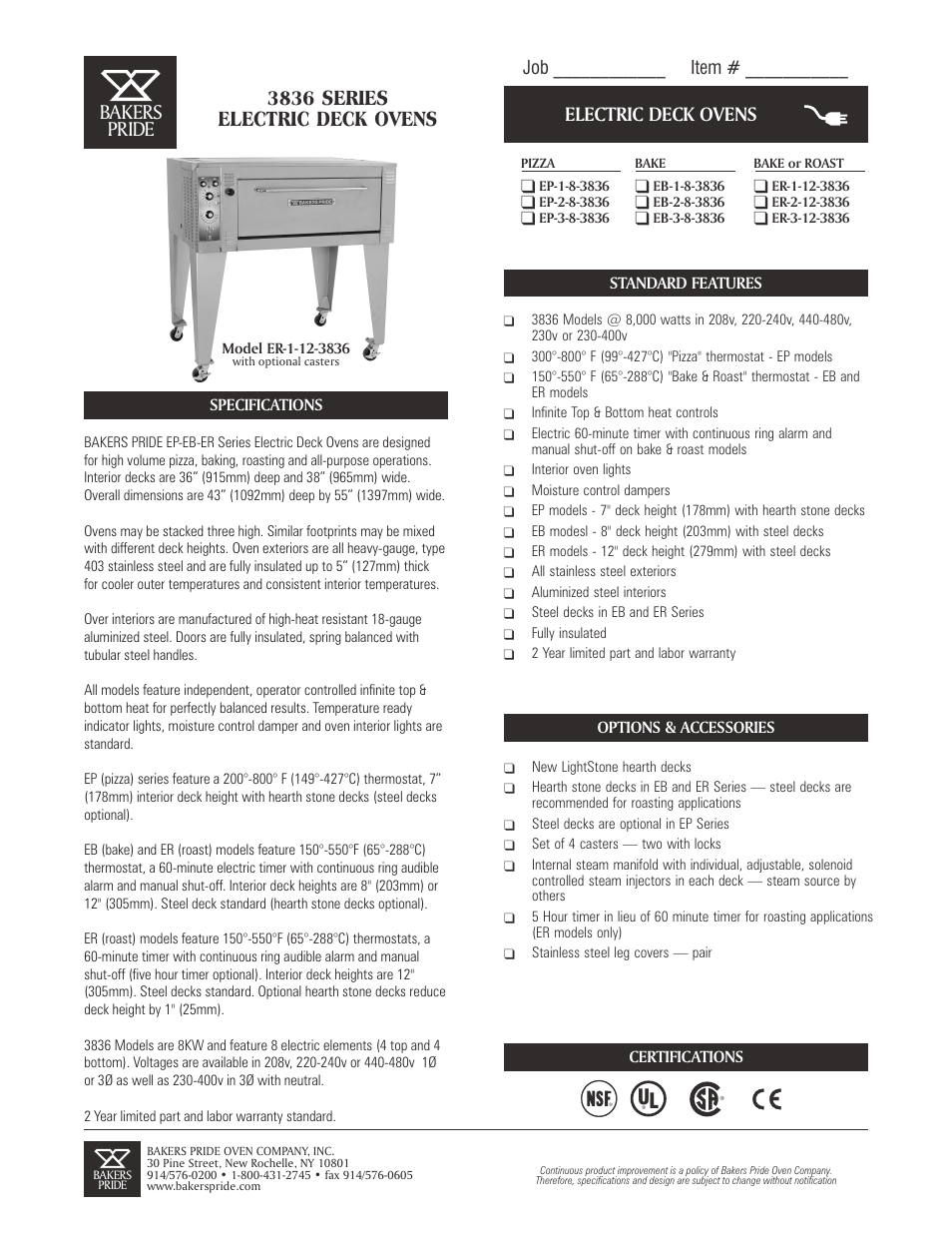 Bakers Pride ER-1-12-3836 User Manual | 2 pages