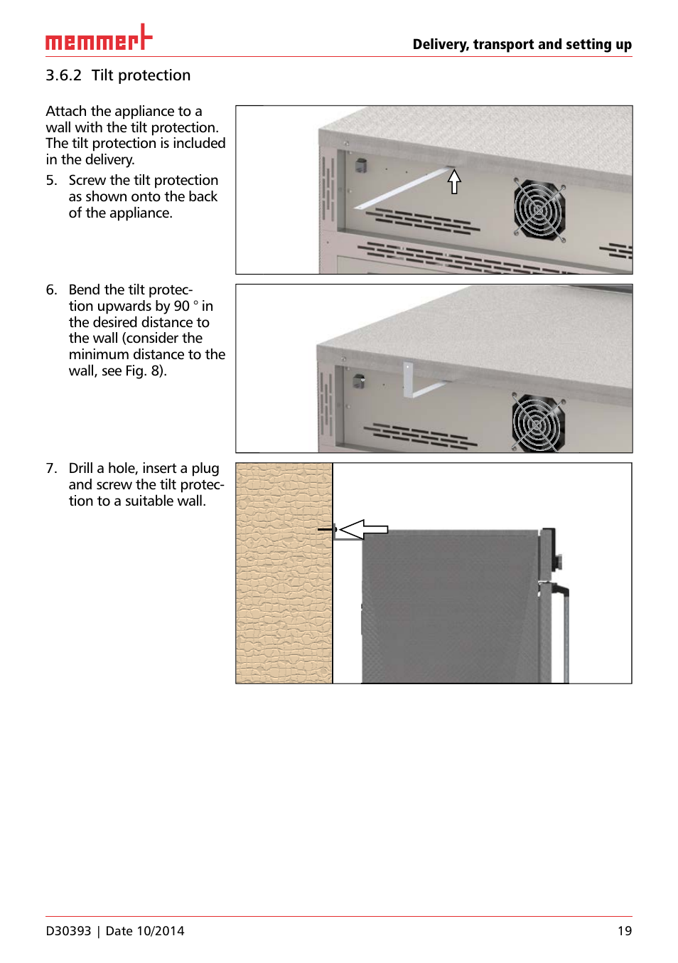 5 cm, 5 cm ≥ 20 cm | Memmert ICH C (with CO2 control) Climate chambers User Manual | Page 19 / 68