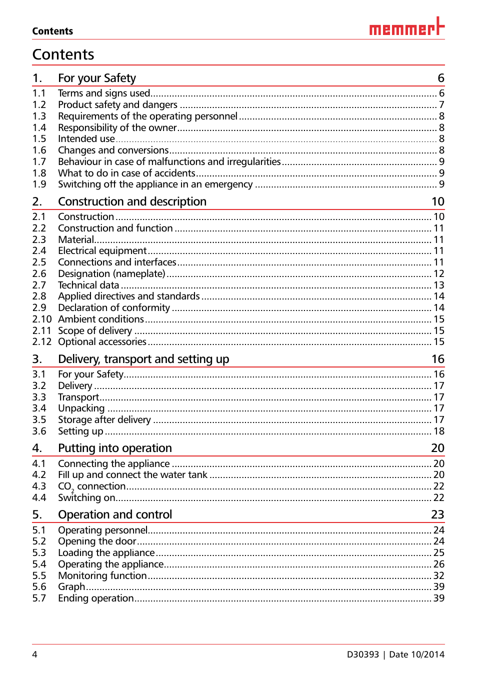 Memmert ICH C (with CO2 control) Climate chambers User Manual | Page 4 / 68