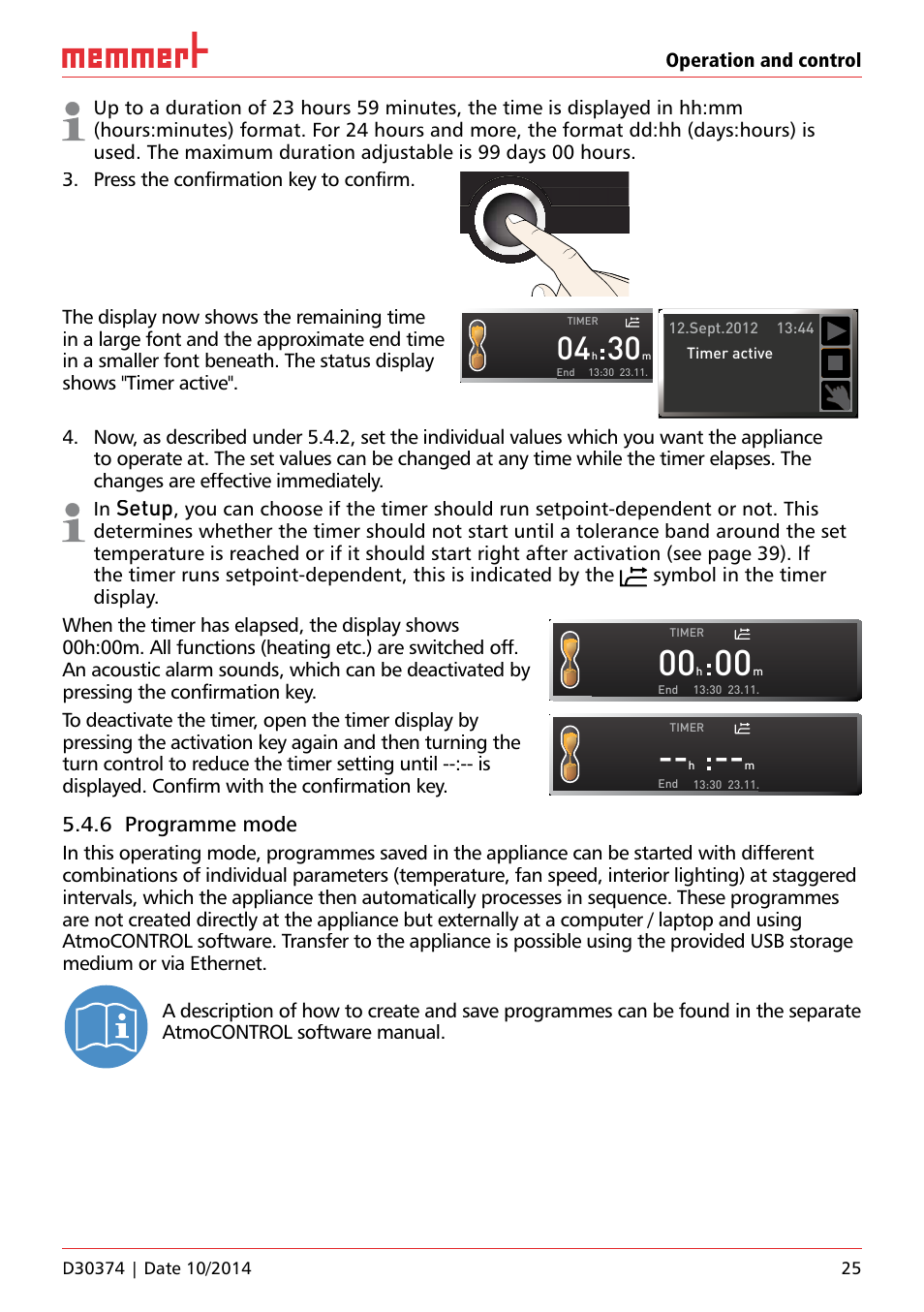 6 programme mode, Setup | Memmert ICP Compressor-cooled incubators User Manual | Page 25 / 56