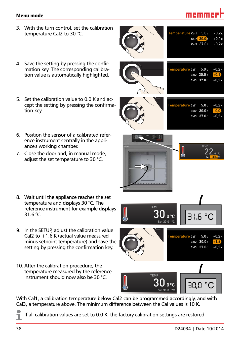 6 °c, 30,0 °c, Uf 110 | Temperature | Memmert IPS Peltier-cooled incubators User Manual | Page 38 / 44