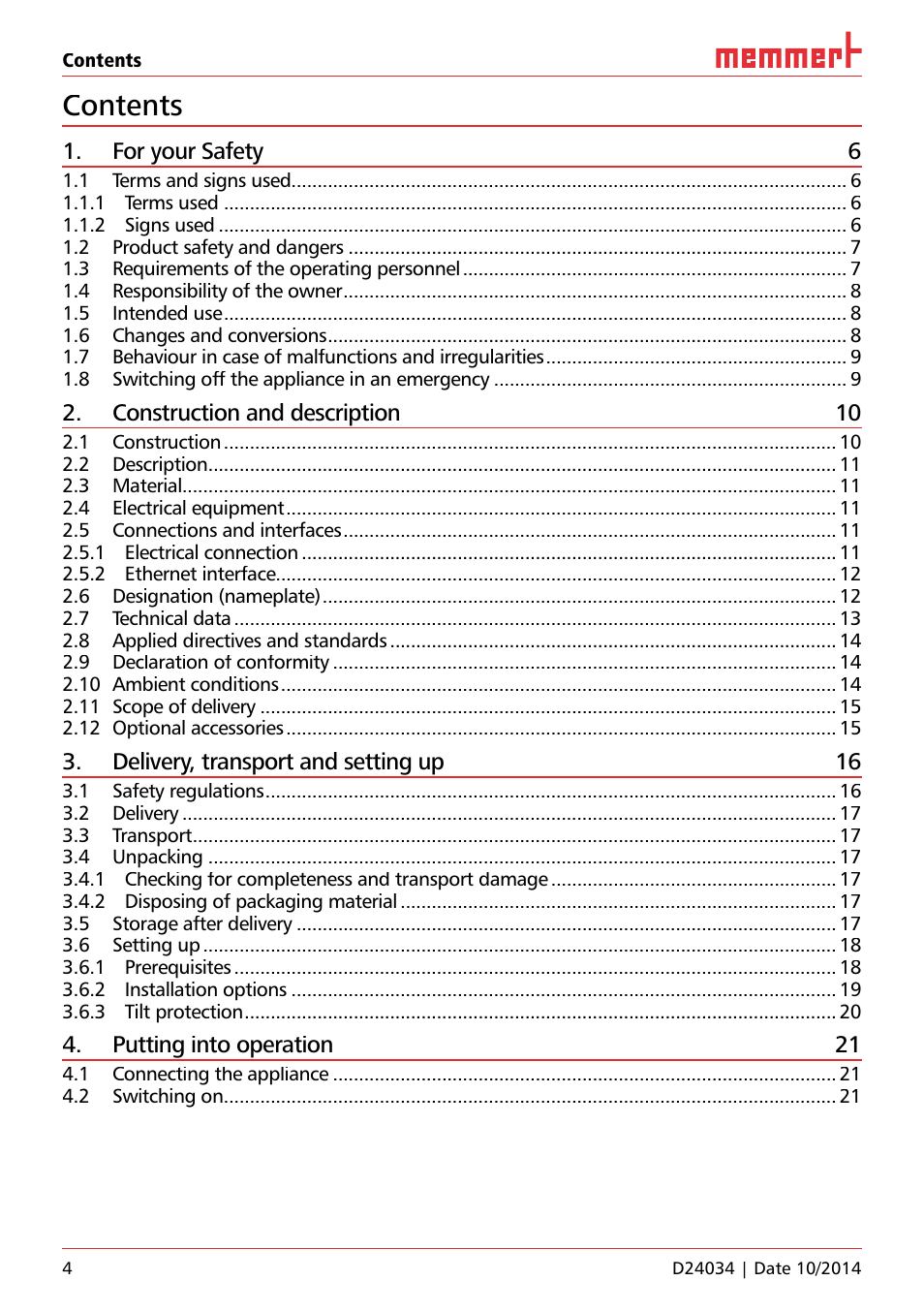 Memmert IPS Peltier-cooled incubators User Manual | Page 4 / 44