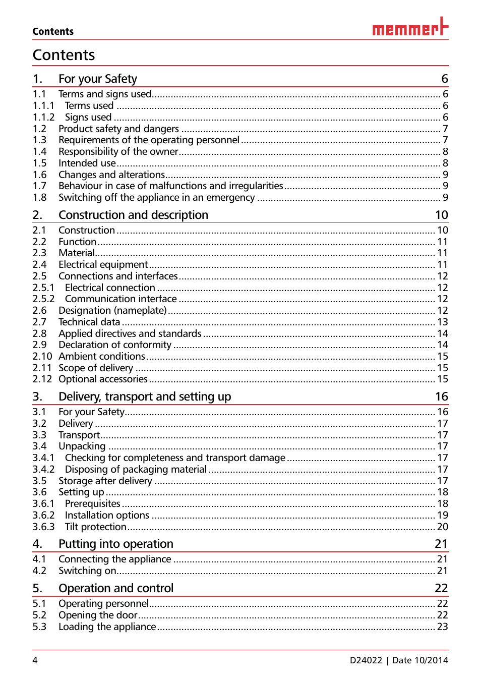 Memmert Universal ovens U, Incubators I, Sterilisers S User Manual | Page 4 / 48