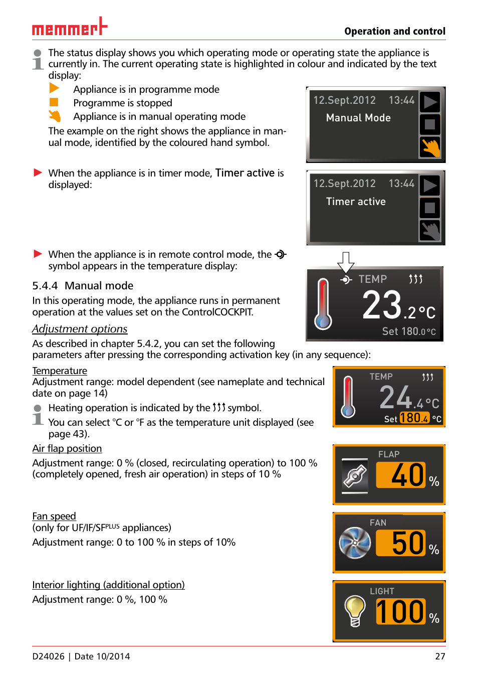 Memmert Universal ovens U plus, Incubators I plus, Sterilisers S plus User Manual | Page 27 / 60