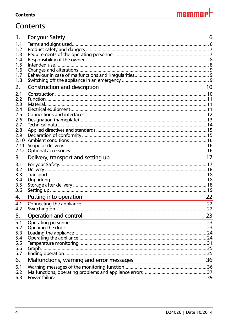 Memmert Universal ovens U plus, Incubators I plus, Sterilisers S plus User Manual | Page 4 / 60