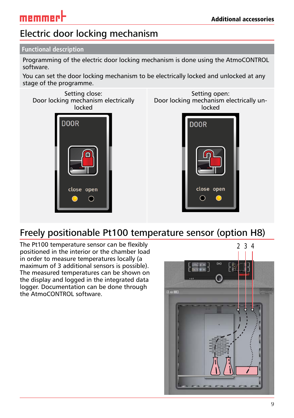 Electric door locking mechanism | Memmert Additional Accessories User Manual | Page 9 / 12