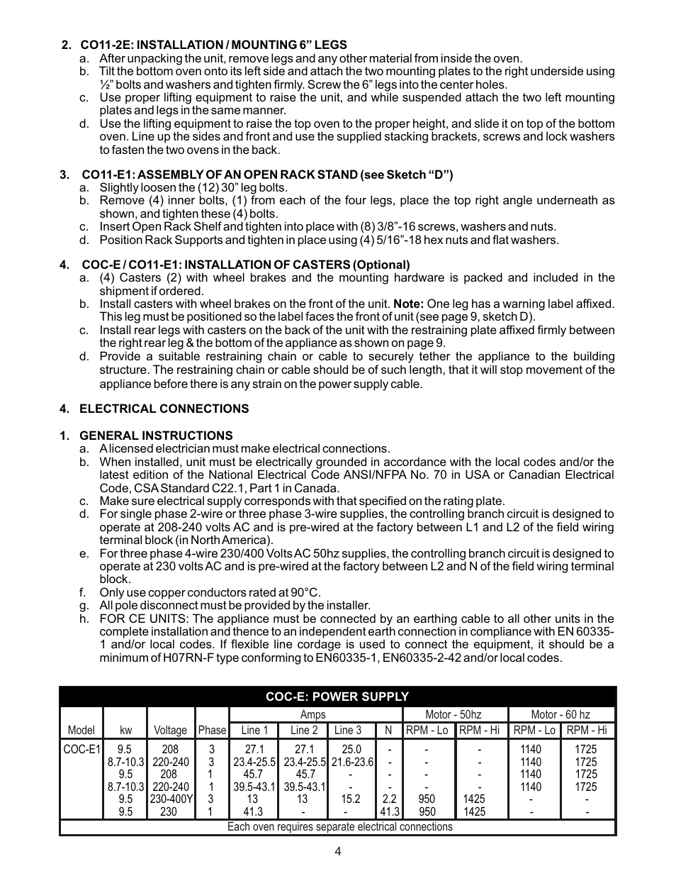 Bakers Pride COC-E User Manual | Page 4 / 20