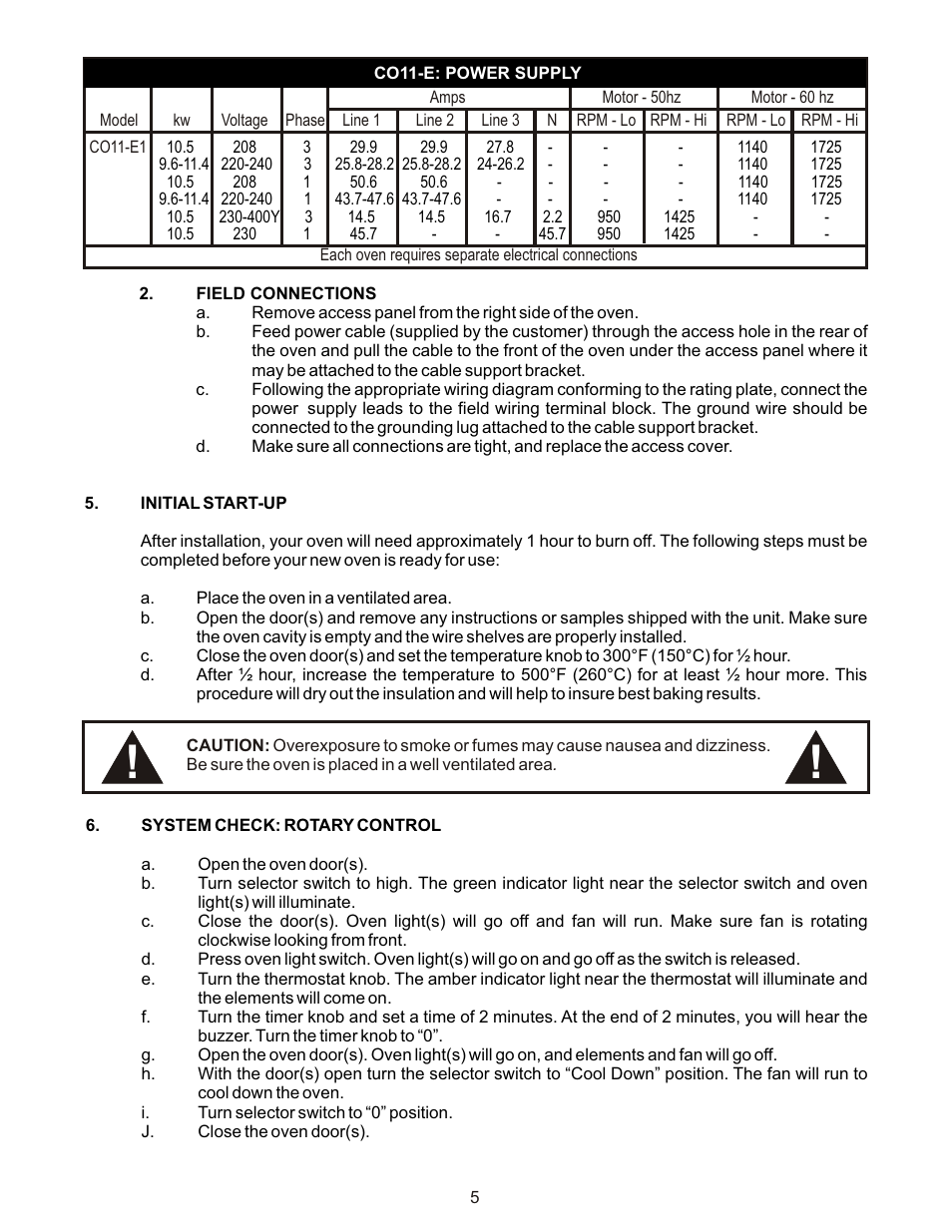 Bakers Pride COC-E User Manual | Page 5 / 20