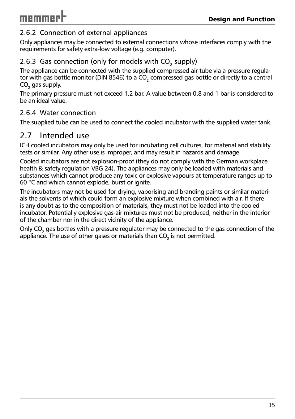 7 intended use | Memmert ICH 256 Climate Chambers (Generation 2003) User Manual | Page 15 / 72