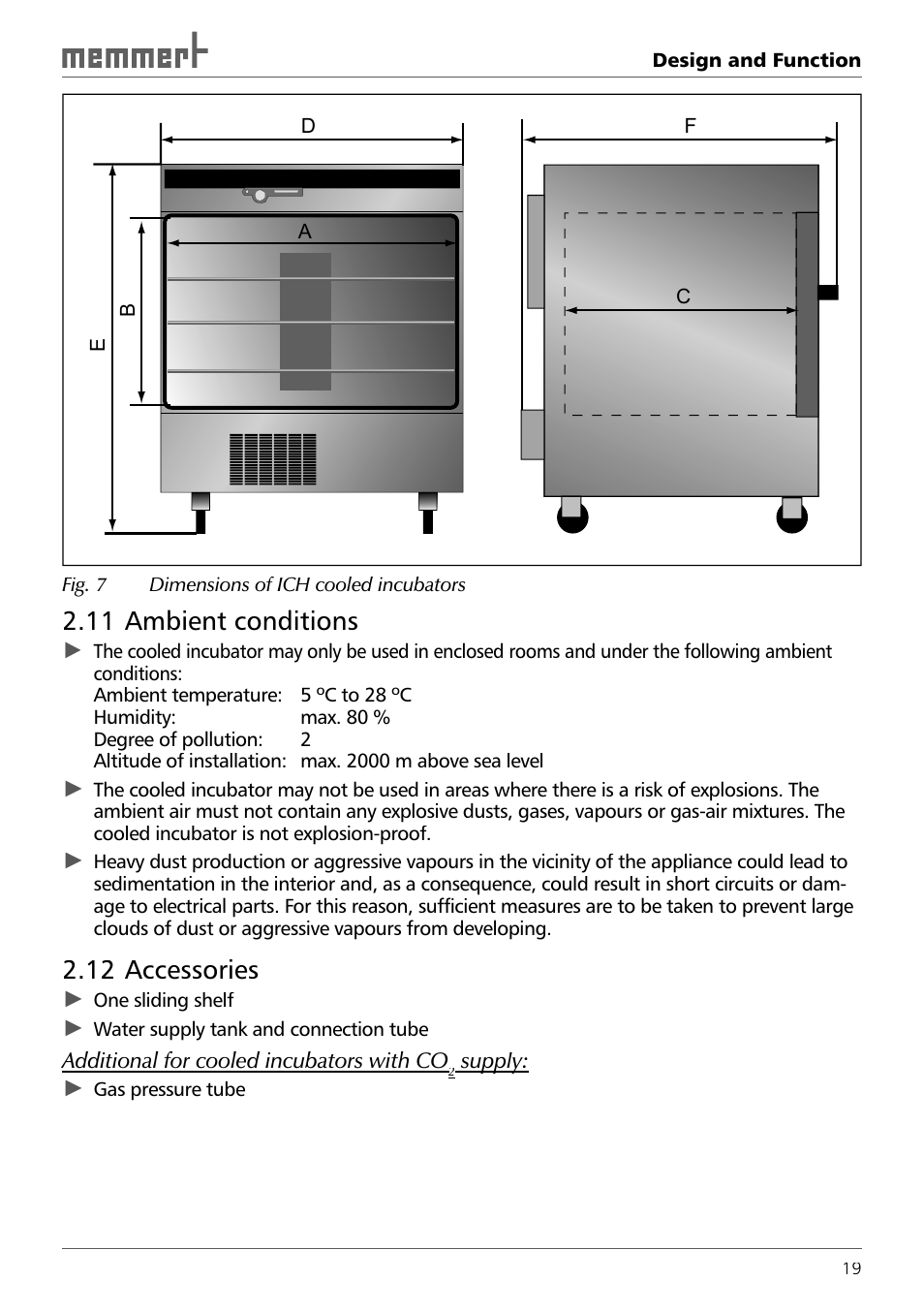 11 ambient conditions, 12 accessories | Memmert ICH 256 Climate Chambers (Generation 2003) User Manual | Page 19 / 72