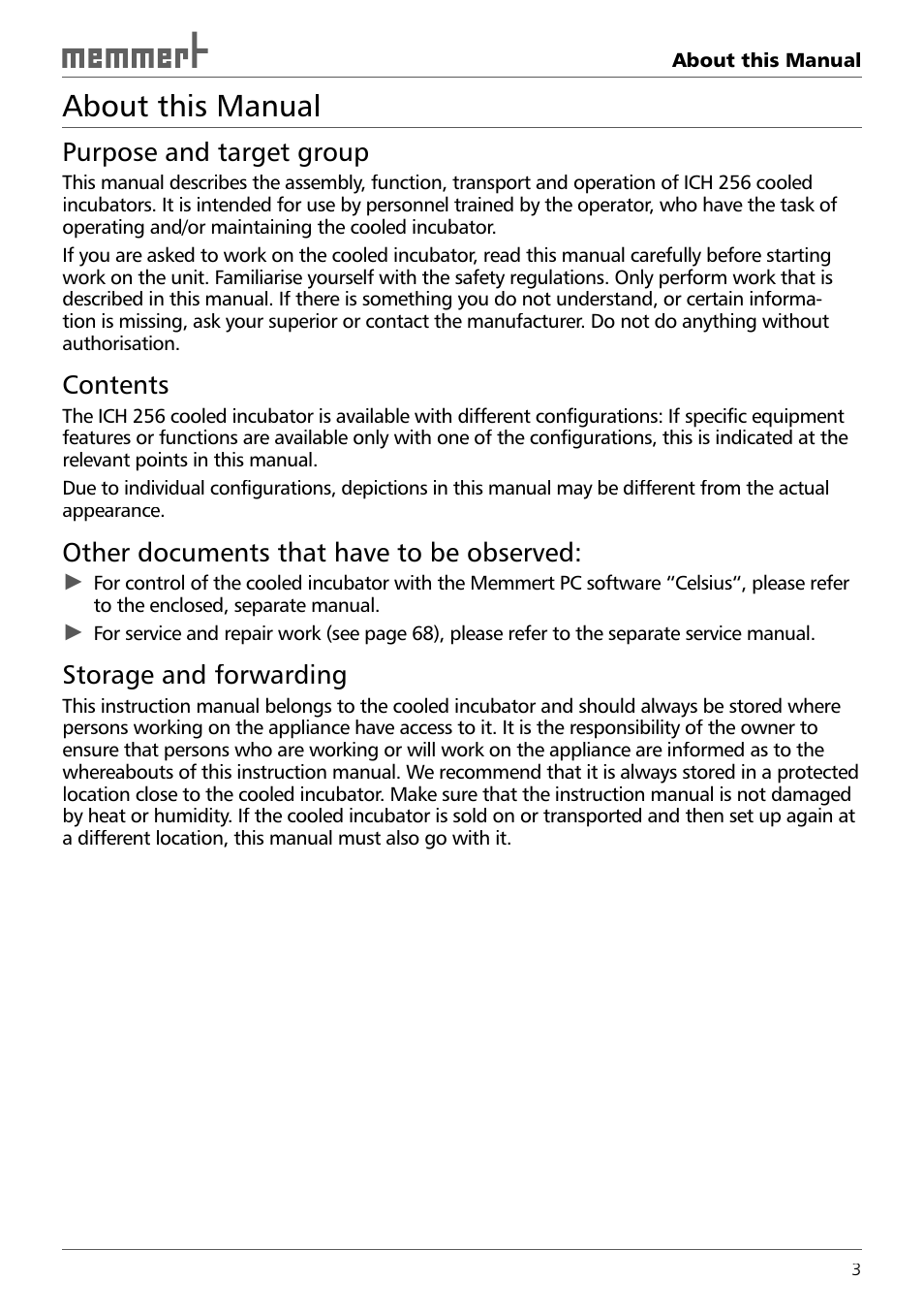 Memmert ICH 256 Climate Chambers (Generation 2003) User Manual | Page 3 / 72