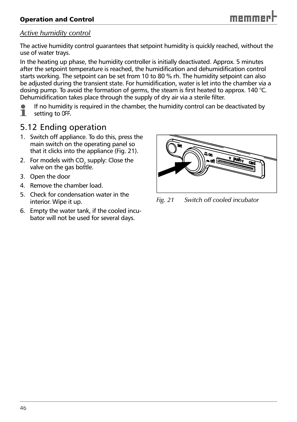 12 ending operation | Memmert ICH 256 Climate Chambers (Generation 2003) User Manual | Page 46 / 72