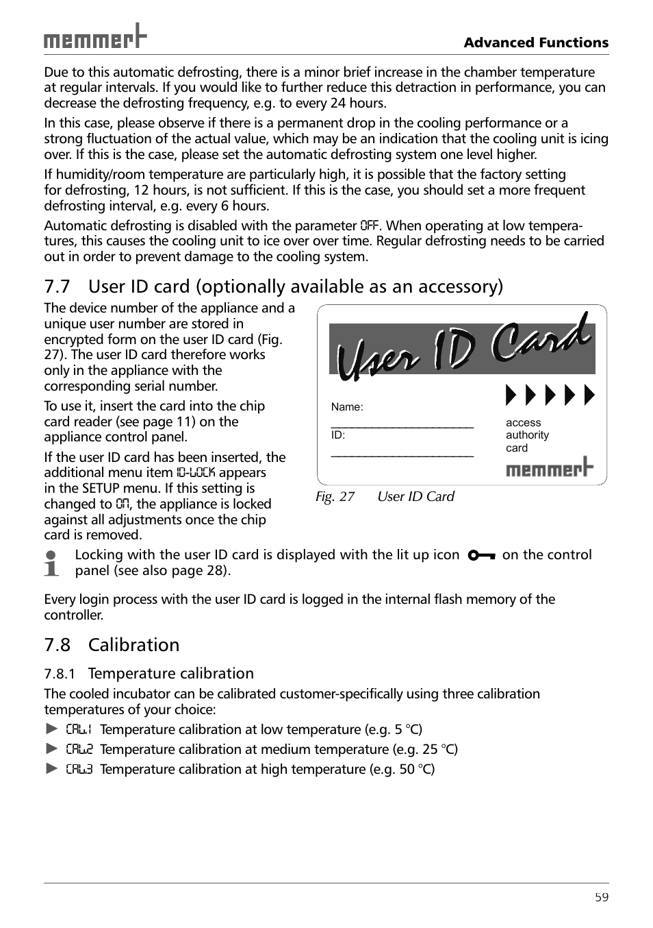 8 calibration | Memmert ICH 256 Climate Chambers (Generation 2003) User Manual | Page 59 / 72