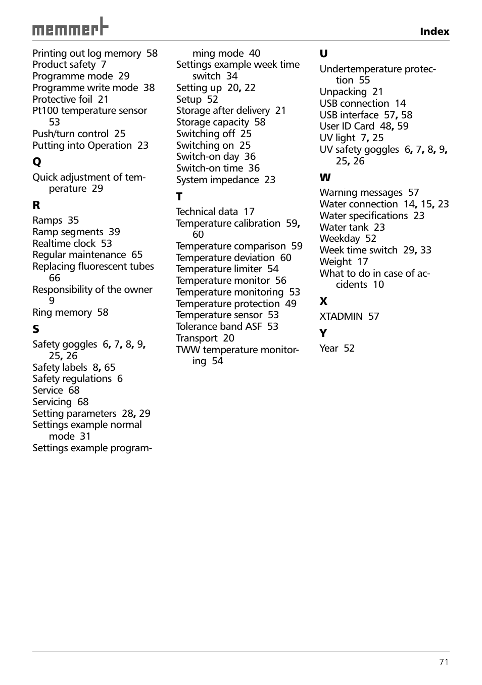 Memmert ICH 256 Climate Chambers (Generation 2003) User Manual | Page 71 / 72