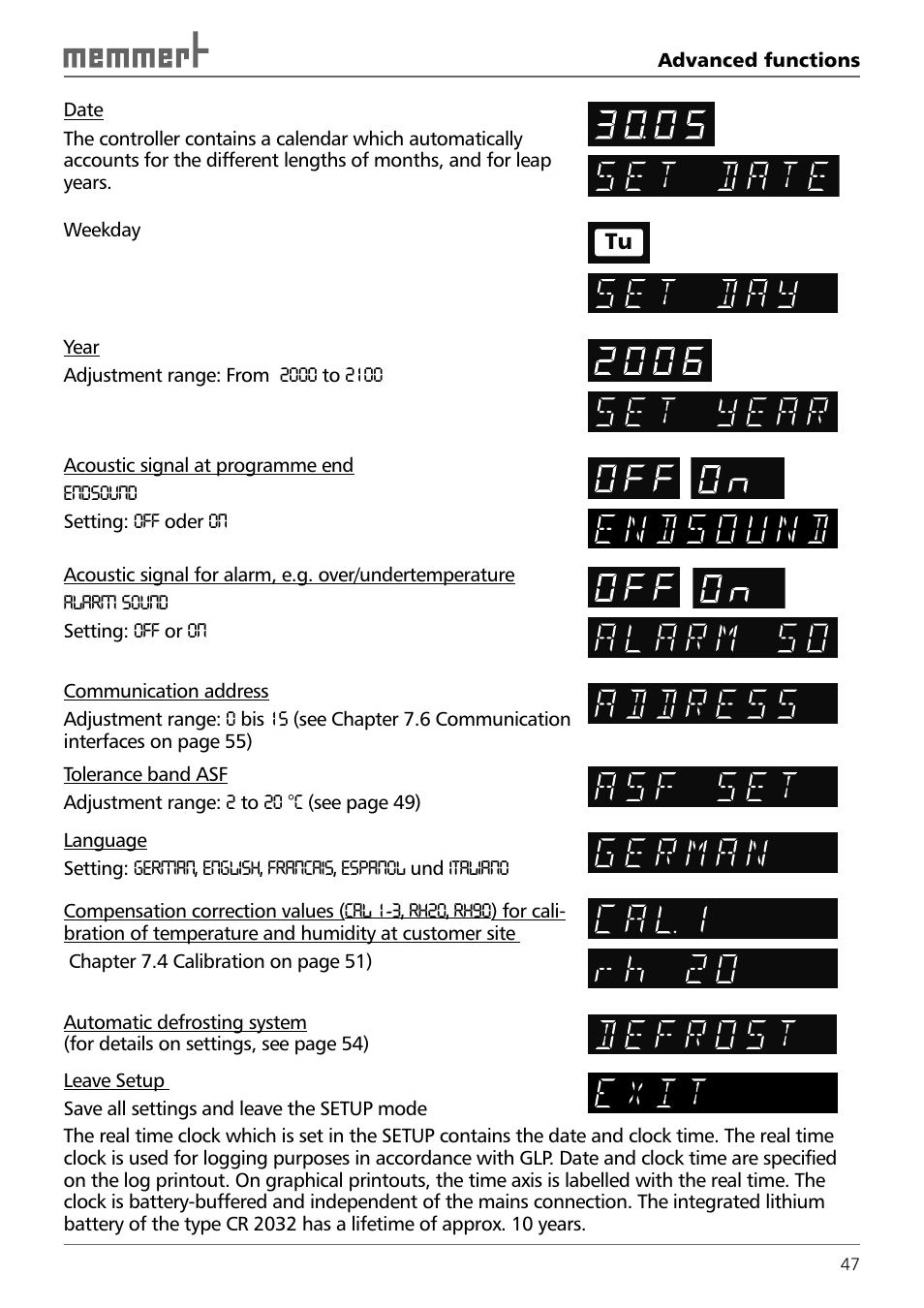 Memmert TTC 256 Temperature test chamber (Generation 2003) User Manual | Page 47 / 68