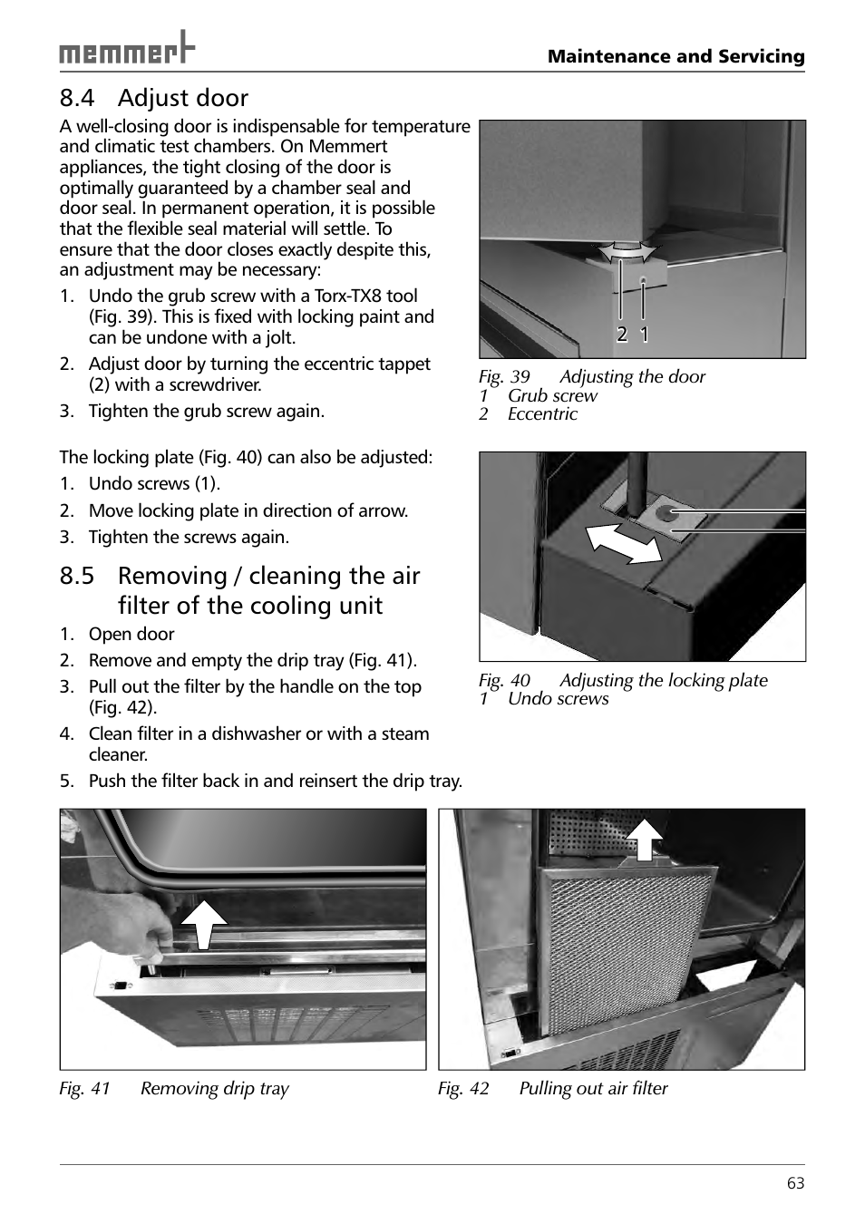 4 adjust door | Memmert TTC 256 Temperature test chamber (Generation 2003) User Manual | Page 63 / 68