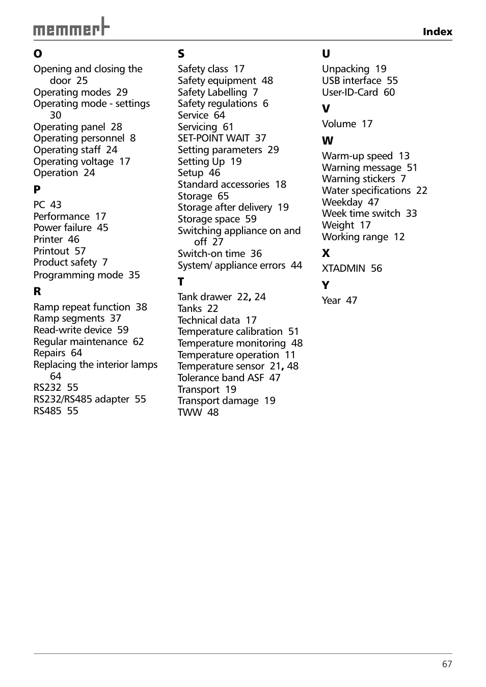 Memmert TTC 256 Temperature test chamber (Generation 2003) User Manual | Page 67 / 68