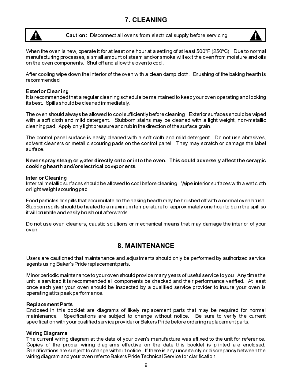 Bakers Pride EP-2-2828 User Manual | Page 9 / 16