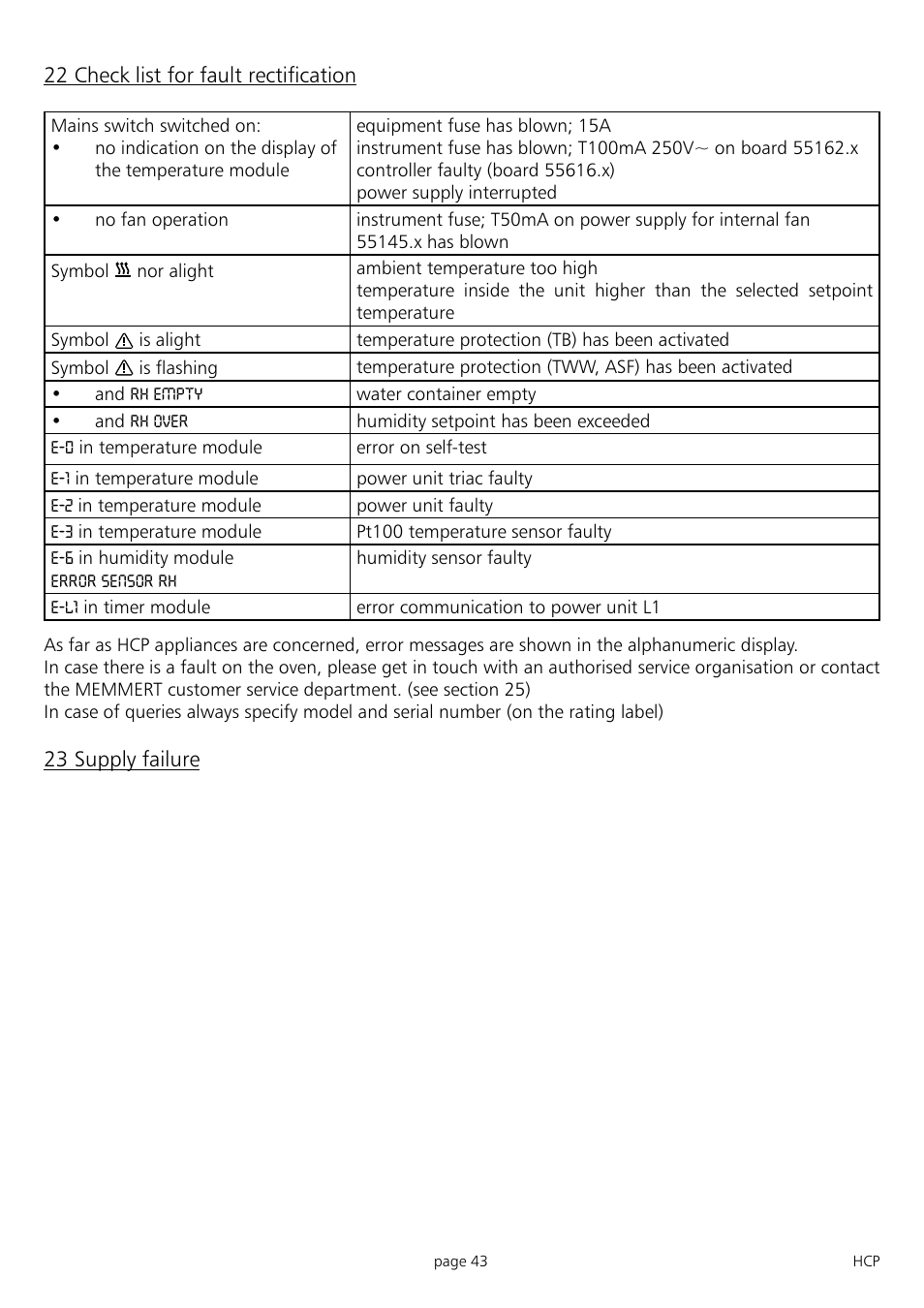 Memmert HCP 246 Humidity Chambers (Generation 2003) User Manual | Page 43 / 48