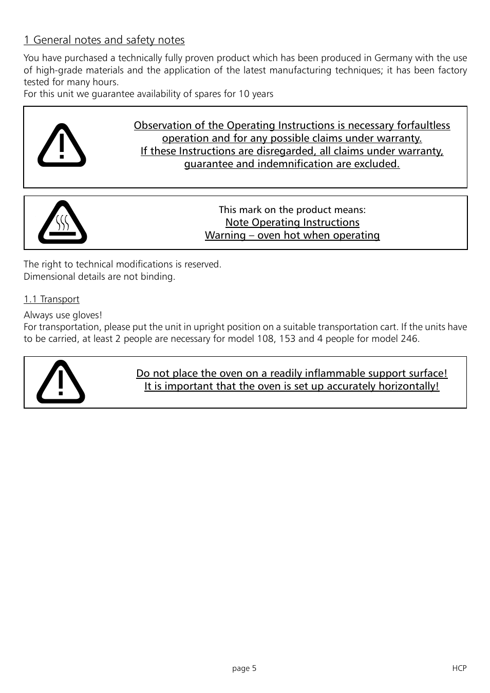 Memmert HCP 246 Humidity Chambers (Generation 2003) User Manual | Page 5 / 48