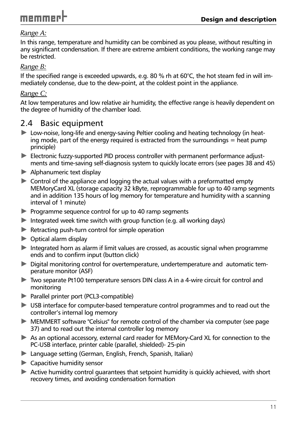 4 basic equipment | Memmert HPP 108/749 Constant climate chamber (Generation 2003) User Manual | Page 11 / 60