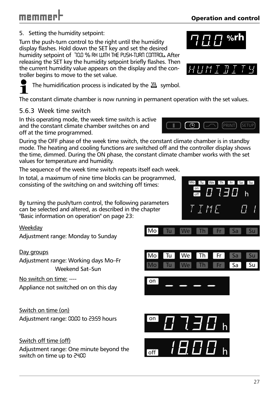 Memmert HPP 108/749 Constant climate chamber (Generation 2003) User Manual | Page 27 / 60