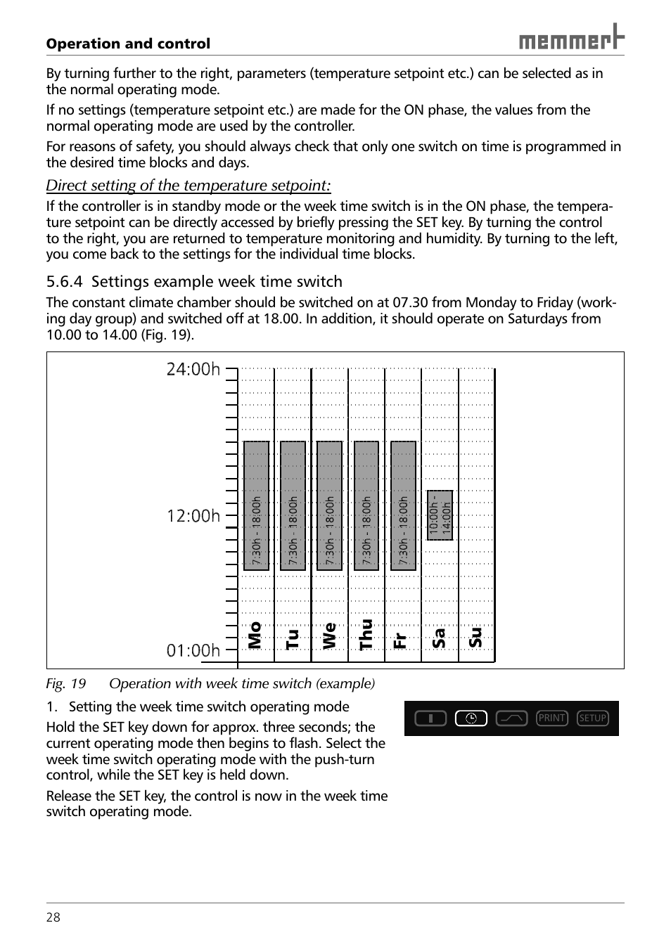 Mo sa fr thu we tu su | Memmert HPP 108/749 Constant climate chamber (Generation 2003) User Manual | Page 28 / 60