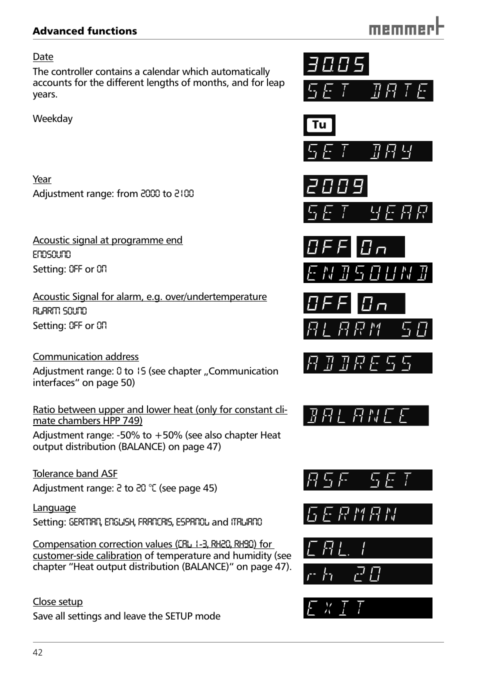 Memmert HPP 108/749 Constant climate chamber (Generation 2003) User Manual | Page 42 / 60