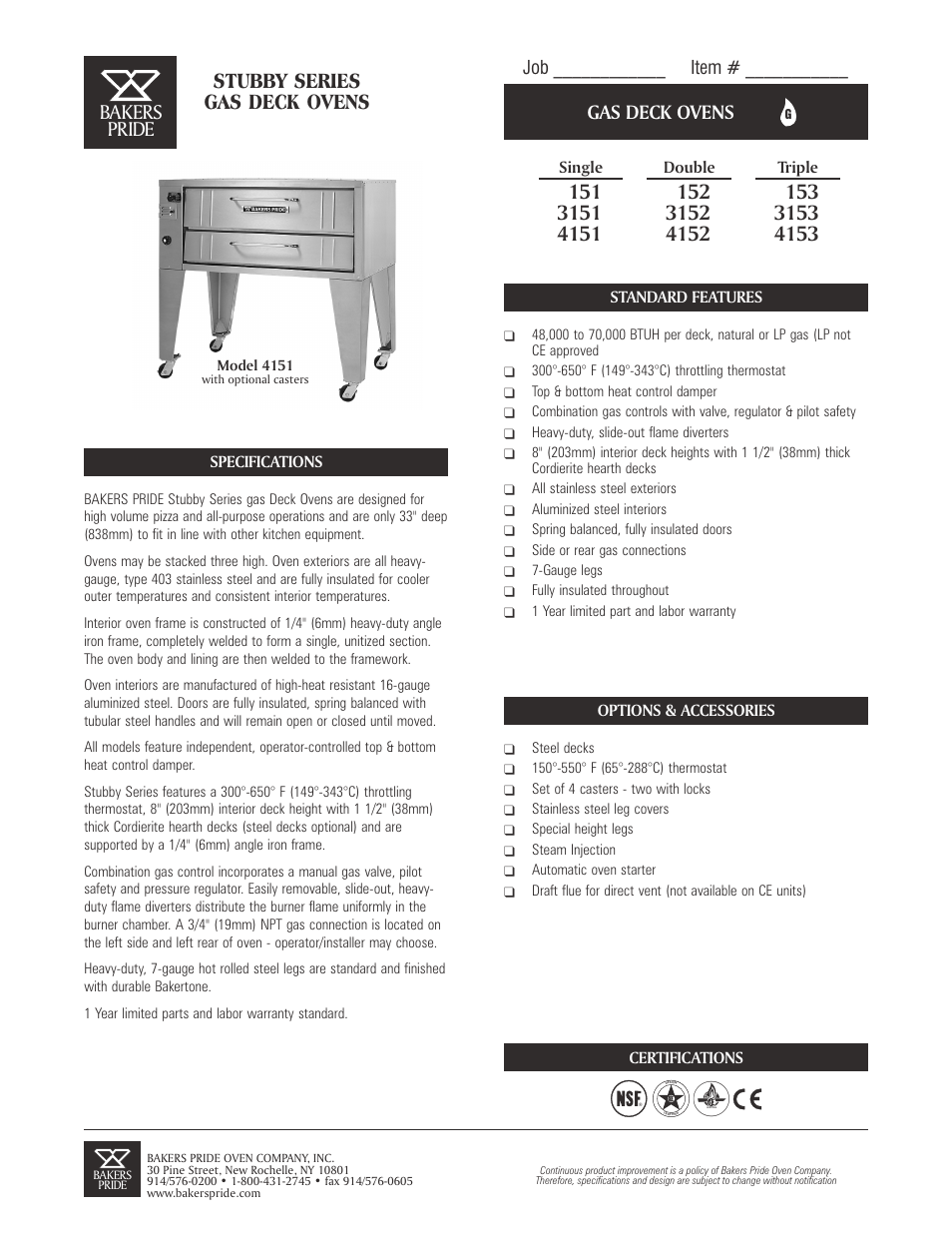 Bakers Pride 4151 User Manual | 2 pages